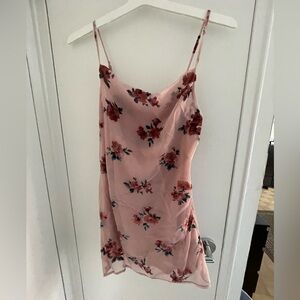 Pink floral mini dress